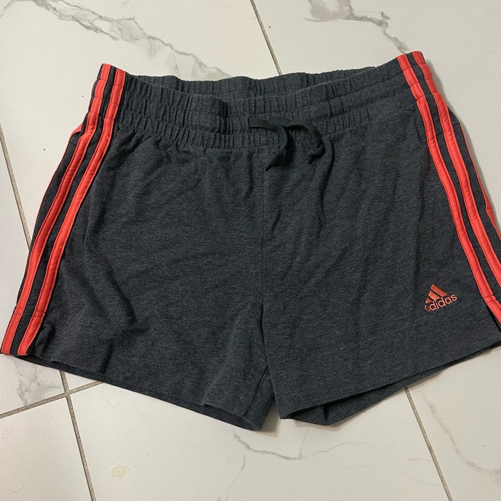 Adidas Women's Charcoal Shorts with Red Accents